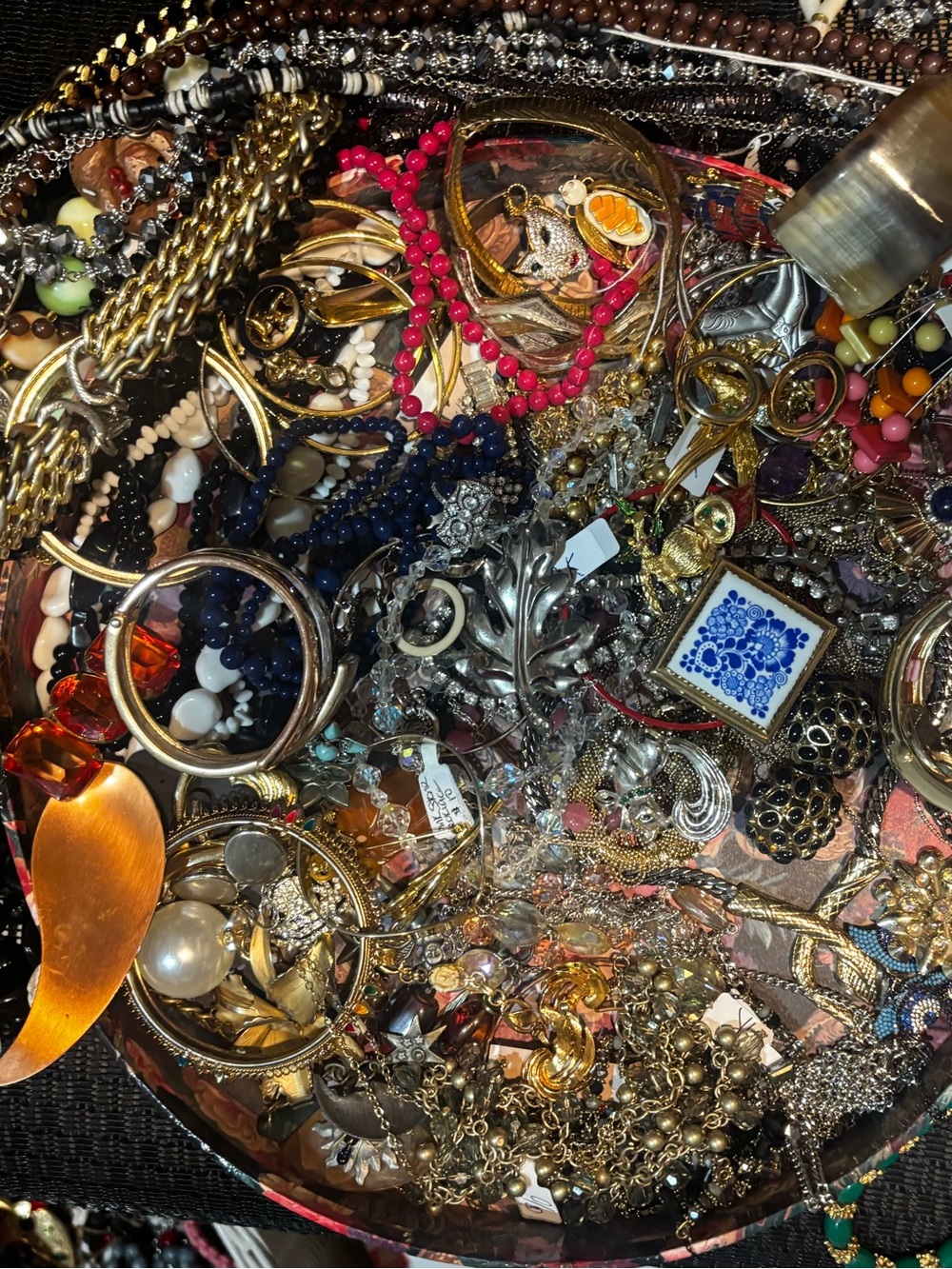 Mixed Vintage /New Jewelry Lot - Gold & Multicolor Beads